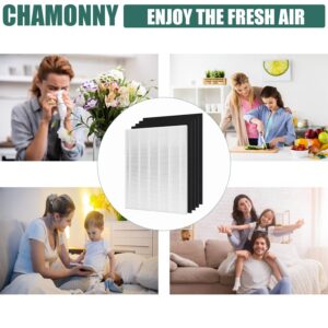 CHAMONNY D480 True HEPA Replacement Filter D4, Compatible with Winix D480 Air Purifier, Compare to Winix D4 Filter, Item Number 1712-0100-00, 1 H13 True HEPA Filters + 4 Activated Carbon Pre-Filters