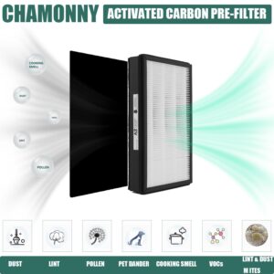 CHAMONNY A2 True HEPA Replacement Filter Size A2, Compatible with Filtrete FAP-C02-A2, FAP-C03-A2, FAP-T03-A2, FAP-SC02L Air Purifier, Part # 1150101, 2 H13 True HEPA Filters + 4 Pre-filters