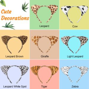 Hoemwarm Animal Ears Headband Assortment - Cheetah, Zebra, Leopard Ears Hairbands for Forest Theme Birthday, Cosplay Party Decorations and Supplies (24 Pieces)