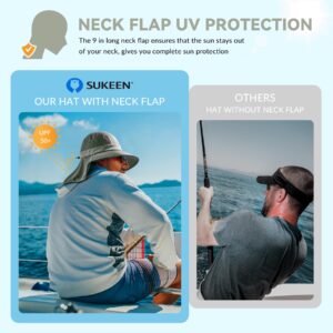 Sukeen Cooling Sun Hat for Men Women UPF50+ Wide Brim Fishing Hat with Neck Flap Adjustable Foldable Bucket Hat for Hiking White