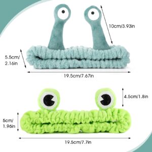 Molain 2Pcs Frog Headband Face Wash Headband, Spa Hair Bands Makeup Headbands Women Cartoon Cute Coral Fleece Elastic Headband Creative Hair Accessories for Washing Face Shower Sports Beauty Skincare