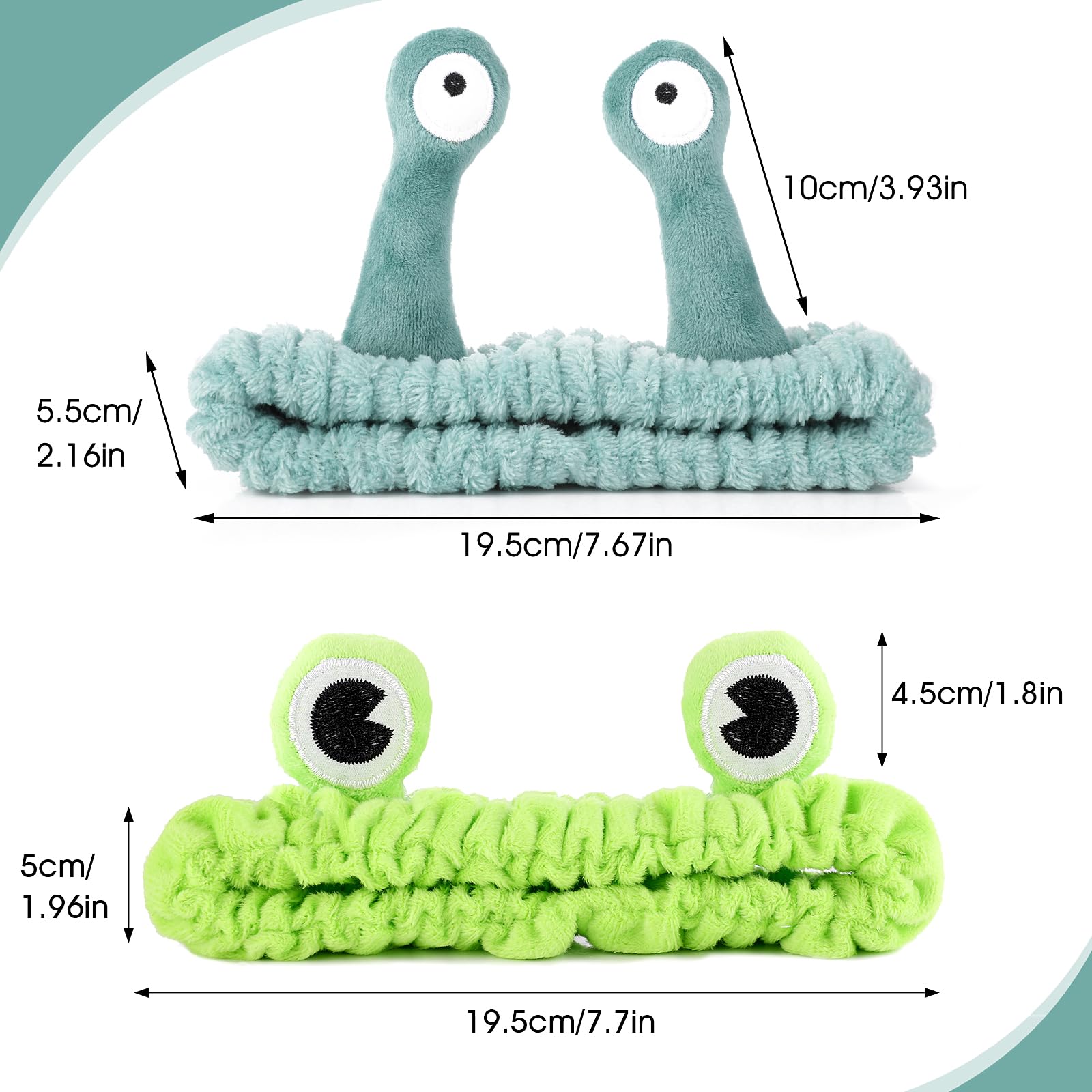 Molain 2Pcs Frog Headband Face Wash Headband, Spa Hair Bands Makeup Headbands Women Cartoon Cute Coral Fleece Elastic Headband Creative Hair Accessories for Washing Face Shower Sports Beauty Skincare