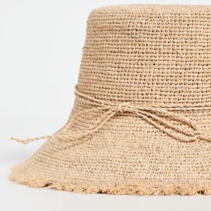 Hat Attack Women's Packable Raffia Bucket Hat, Natural, Tan, One Size