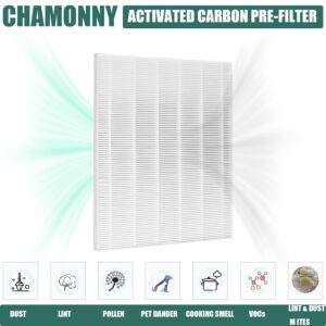 CHAMONNY D480 True HEPA Replacement Filter D4, Compatible with Winix D480 Air Purifier, Compare to Winix D4 Filter, Item Number 1712-0100-00, 1 H13 True HEPA Filters + 4 Activated Carbon Pre-Filters