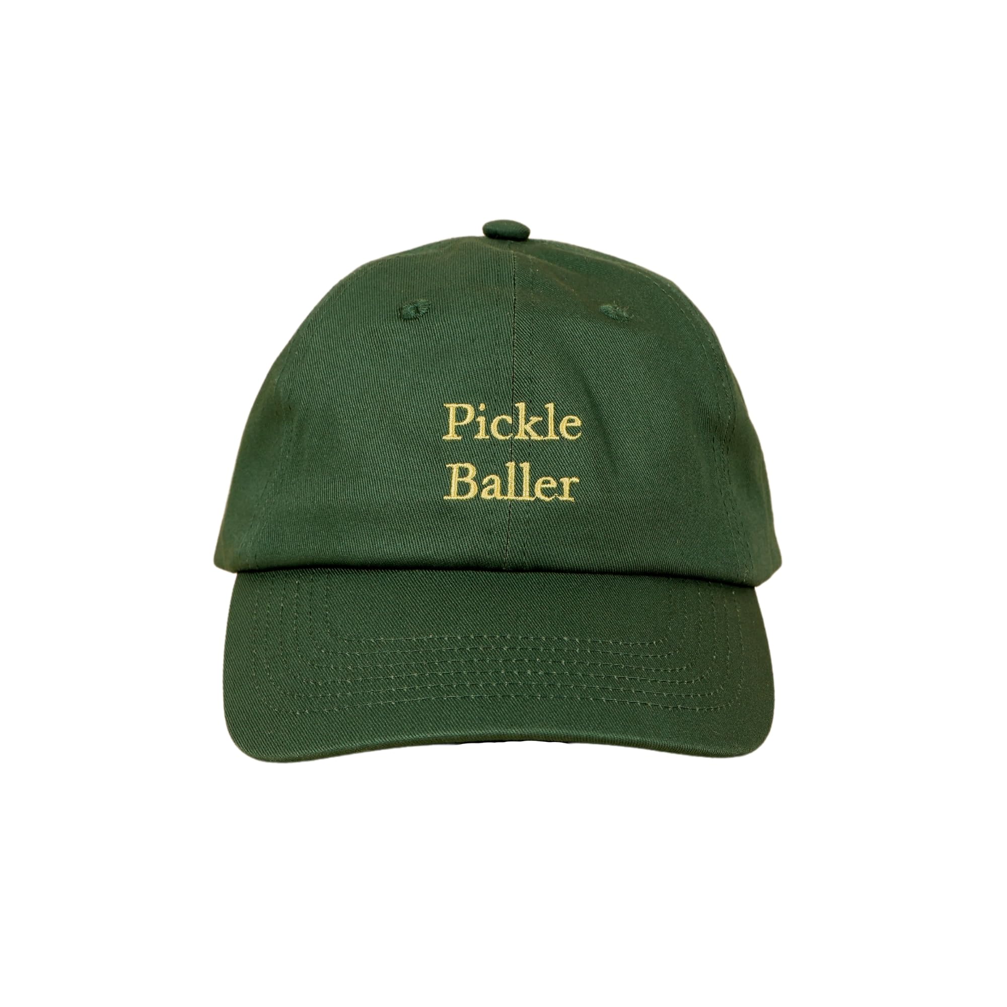 Hanna Roberts Green Pickleball Hat | Cap, Pickle Baller in Yellow Embroidered Letters