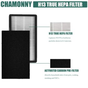 CHAMONNY IAF-H-100C Idylis C Replacement Filter Size C, Compatible with Idylis IAP-10-200, IAP-10-280 Air Purifiers, 2 H13 True HEPA Filters + 4 Activated Carbon Pre-filters