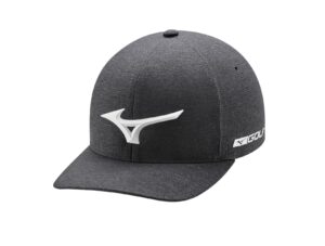 mizuno tour delta fitted hat| unisex adult cap | heathered charcoal | l-xl