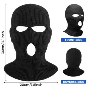 3 Hole Winter Knitted Mask, Full Face Cover Ski Scarf Mask Warm Balaclava for Adult Skiing, Motorcycle, UV Protection, Wind Protection 1234 Black