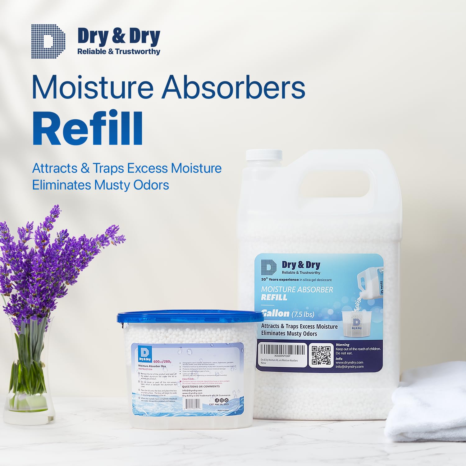 Dry & Dry Moisture Absorbers Refill Beads (3.7 LBS) - Fragrance Free, Moisture Absorber Refill