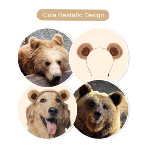 SIOTMERA Headband Bear Ears Brown, Cute Care Movable Headband Adult with Toddler Bear Costume, Soft Makeup Headband for Washing Face Women