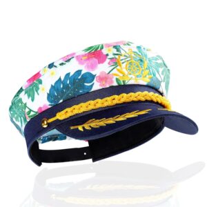 tropical sailor captain hat - hawaiian luau party cruise yacht accessory for men, women and kids