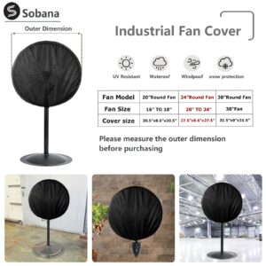 Sobana Wall Mount Fan Cover,Suitable for 24 Inch Industrial Fan and Pedestal Fan,Waterproof Dust Proof Proof Anti-UV Outdoor Fan Covers,Black