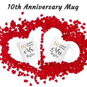 10th Wedding Gifts for Couple, 10th Anniversary Ideal Gifts for Wife Husband Parents Couple Grandparents, 10 Year Anniversary Engagement Gifts for couple, 10th Anniversary Coffee Mug Set of 2, 11oz