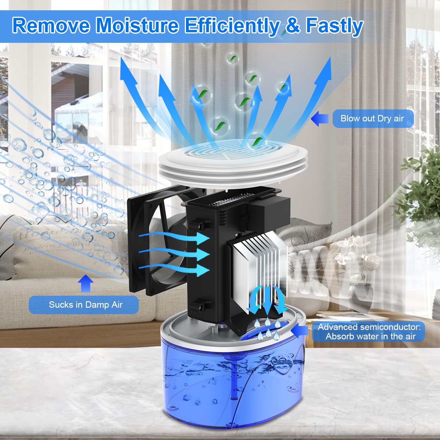 Dehumidifiers for Home 34 OZ Small Dehumidifiers for Room with Auto Shut Off, Mini Dehumidifiers for Bedroom Bathroom Closet Desktop Office RV