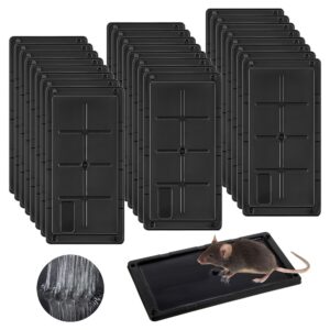 qualirey 24 pack glue traps for rats and snakes, larger and heavy duty baited sticky traps with non toxic glue, exterminator plastic mouse indoor trap, ready to use, safe to children and pets (black)