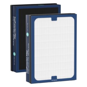 classic 200/300 series dualprotection filter replacement compatible with blueair 200/300 series, for200, 201, 203, 205, 210, 215, 250, 270, 280i, 303 models, true hepa with activated carbon, 2 pack