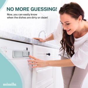 MIMILU Dishwasher Magnet Clean Dirty Sign by Stackd - Easy to Read & Slide Non-Scratching Strong Magnet Indicator w. Optional Adhesive Stickers. Simple Yet Stylish, Large Slim Letters (Silver Black)