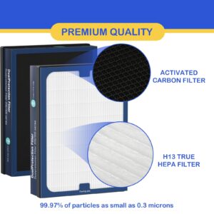 Classic 200/300 Series DualProtection Filter Replacement Compatible with Blueair 200/300 Series, for200, 201, 203, 205, 210, 215, 250, 270, 280i, 303 Models, True HEPA with Activated Carbon, 2 Pack