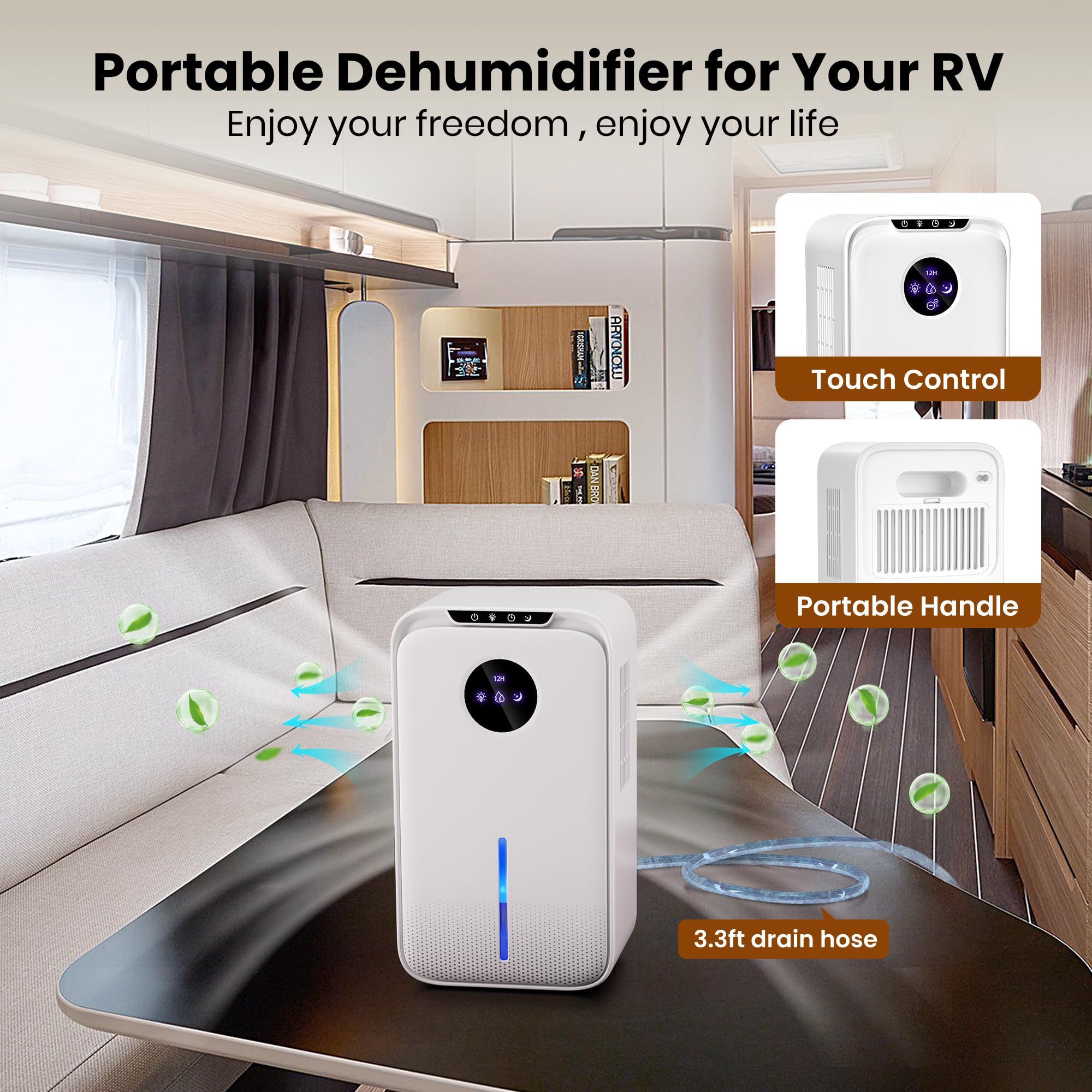 Dehumidifiers for Home Large Room Basement,88OZ Dehumidifier With Drain Hose for Bedroom Bathroom Closet RV Camper (800Sq.ft)