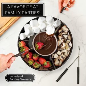 Dippin' Delights Premium Fondue Pot Electric Set - Perfect Chocolate Fondue Set for Parties, Gifting, and Date Night -Easy to Use & Clean - Detachable Tray w/4 Roasting Forks - Electric Fondue Pot Set