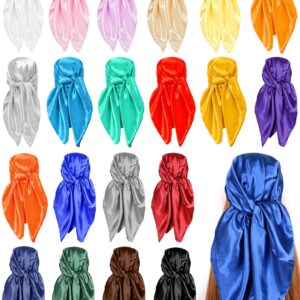 20PCS 35" Satin Head Scarf Large Square Scarf Silk Feeling Fashion Hair Wrapping Scarves for Women Girls (20 Pieces)