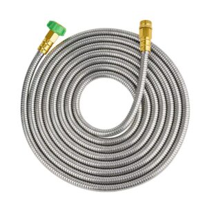 skyward 304 stainless steel garden hose 20 ft with female to male metal connector, anti-leakage, flexible & lightweight kink free water hose, easy to use & store (20ft)