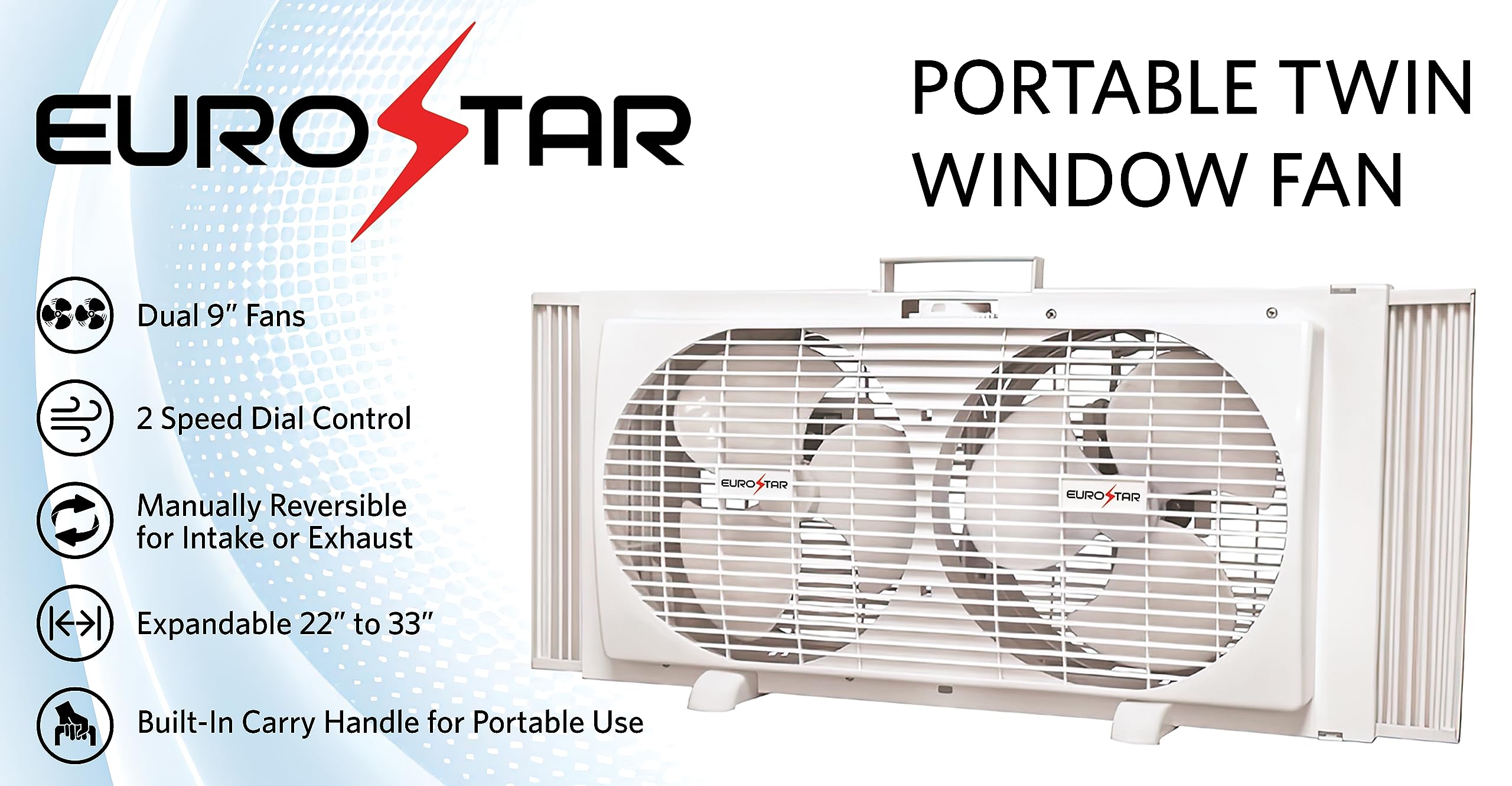 EUROSTAR Twin Window Fan, White (33 INCH)