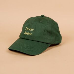 Hanna Roberts Green Pickleball Hat | Cap, Pickle Baller in Yellow Embroidered Letters