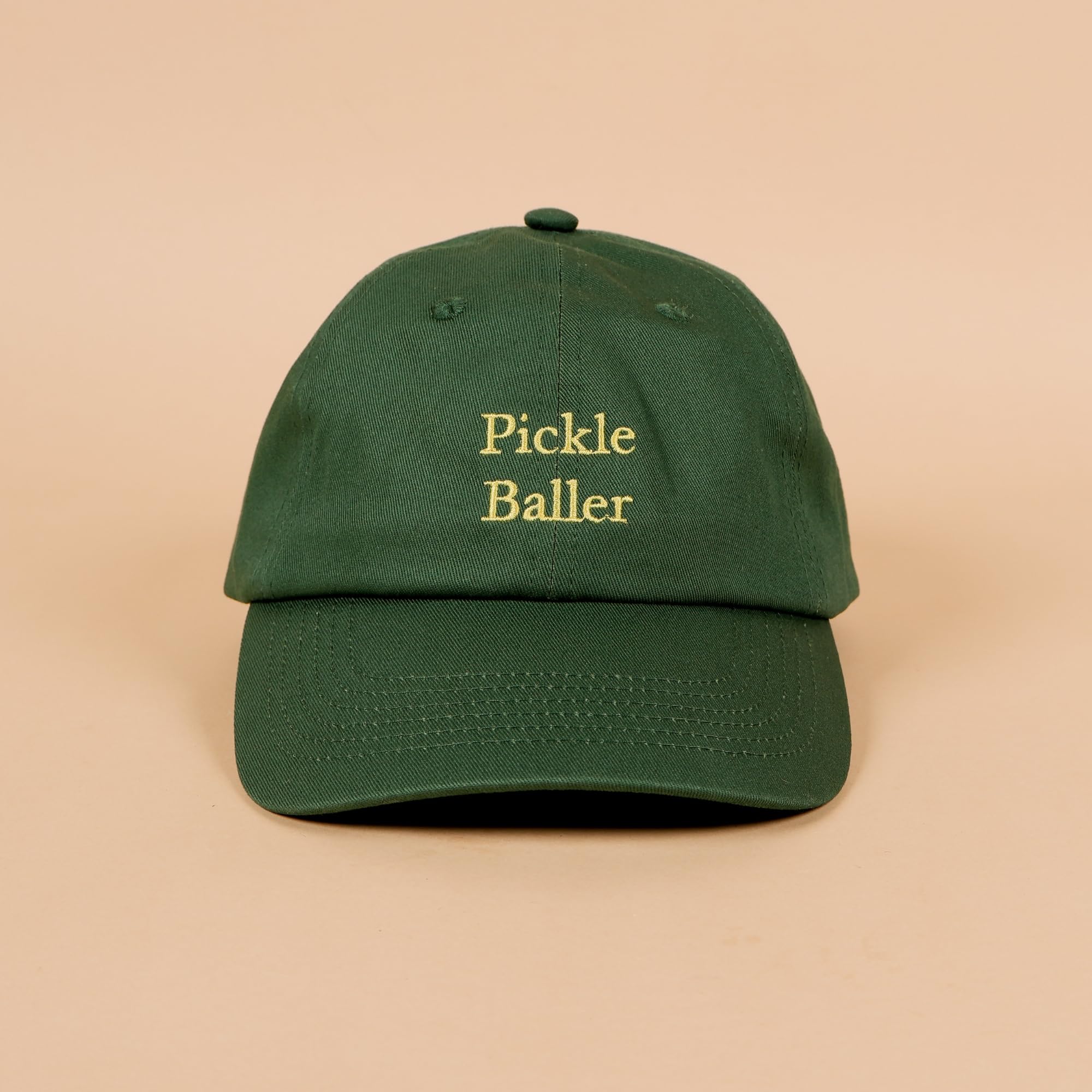 Hanna Roberts Green Pickleball Hat | Cap, Pickle Baller in Yellow Embroidered Letters