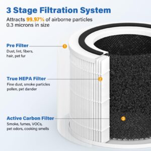 14 True HEPA Filter Replacement Compatible with Puro 240 Air Purifier, 3-in-1 Filtration System Filter Replacement, HP-14 with Activated Carbon Filter, 4-Pack