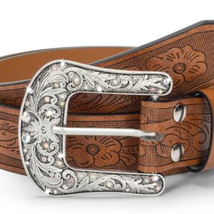 Eohak Western-Belt-for-Women-Cowgirl, PU-Leather-Waist-Belts with Vintage-Carved-Buckle and Tips-Ends for Jean Dress