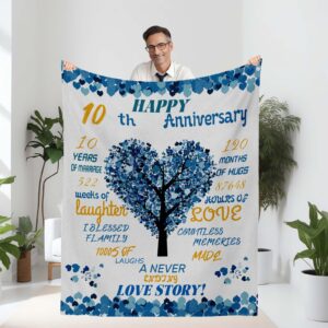 10th anniversary blanket gifts for him,10th wedding anniversary romantic gifts for couple/parents 10 year anniversary blanket for him,best 10th anniversary blanket for husband (10th anniversary)