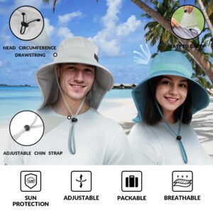 Sukeen Cooling Sun Hat for Men Women UPF50+ Wide Brim Fishing Hat with Neck Flap Adjustable Foldable Bucket Hat for Hiking White