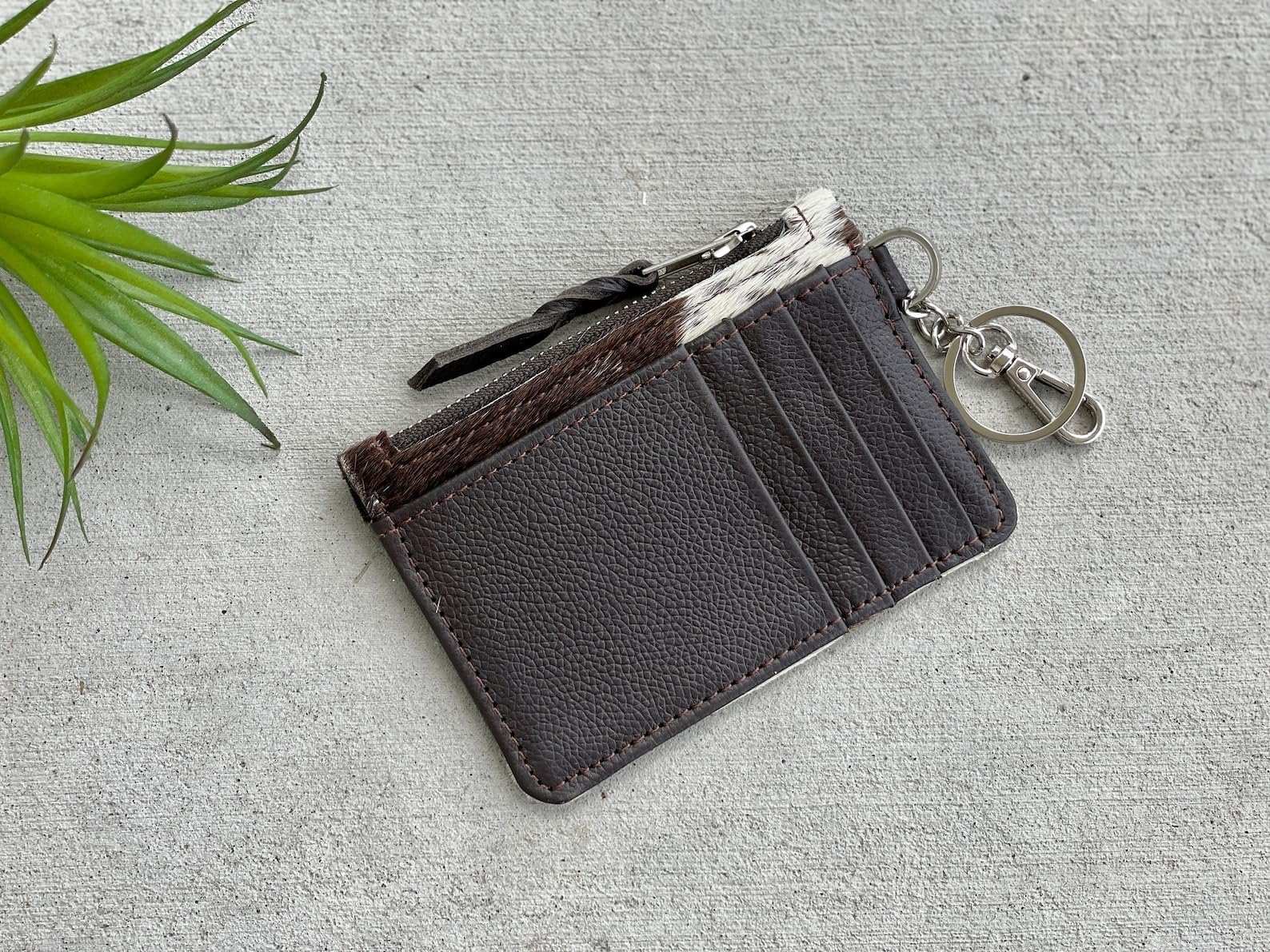 Chic Cowhide Keychain Wallet with Credit Card Holder, Coin Purse - Ideal Gifts for Her