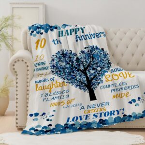 10th Anniversary Blanket Gifts for Him,10th Wedding Anniversary Romantic Gifts for Couple/Parents 10 year Anniversary Blanket for Him,Best 10th Anniversary Blanket for Husband (10th Anniversary)