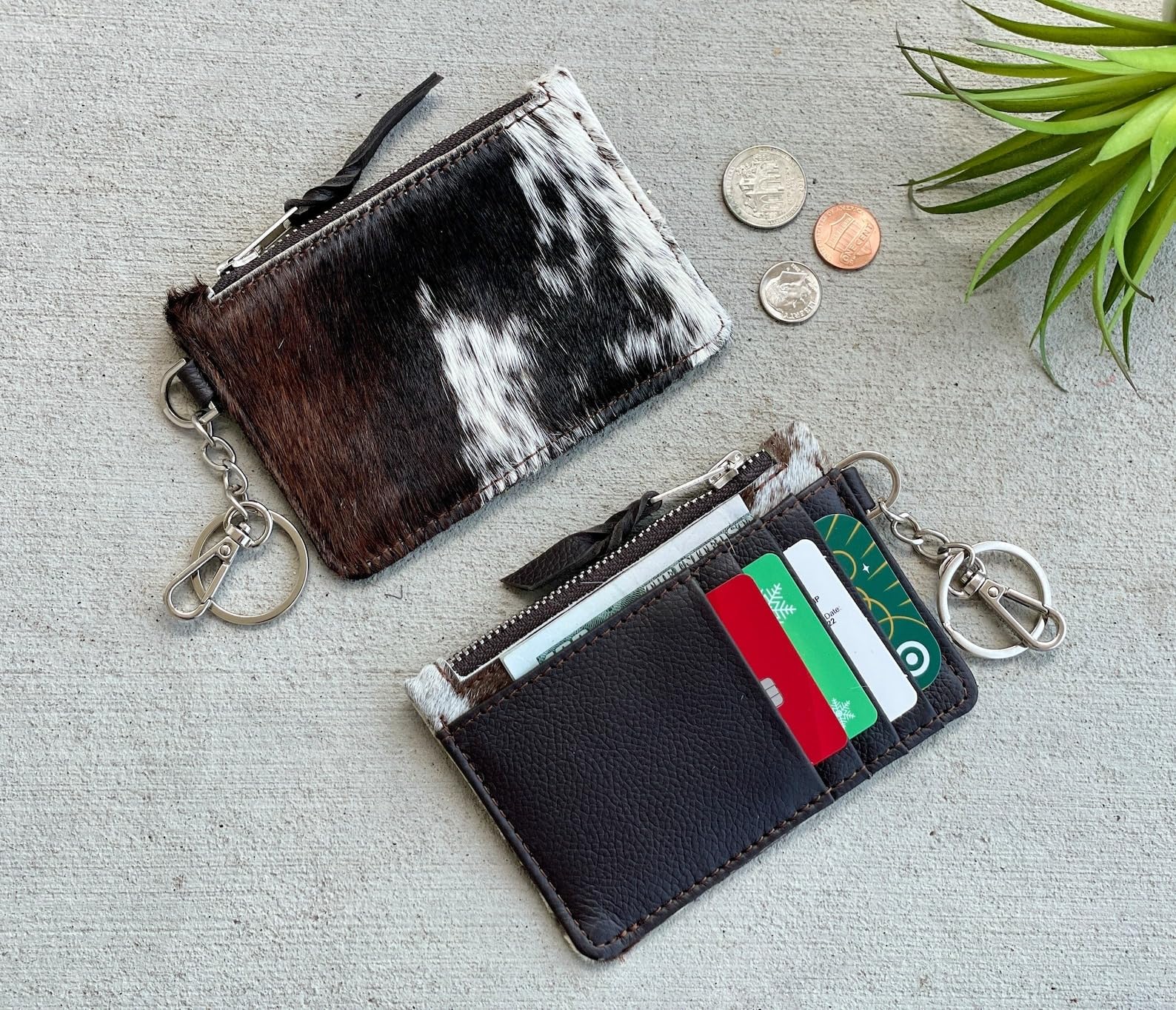 Chic Cowhide Keychain Wallet with Credit Card Holder, Coin Purse - Ideal Gifts for Her