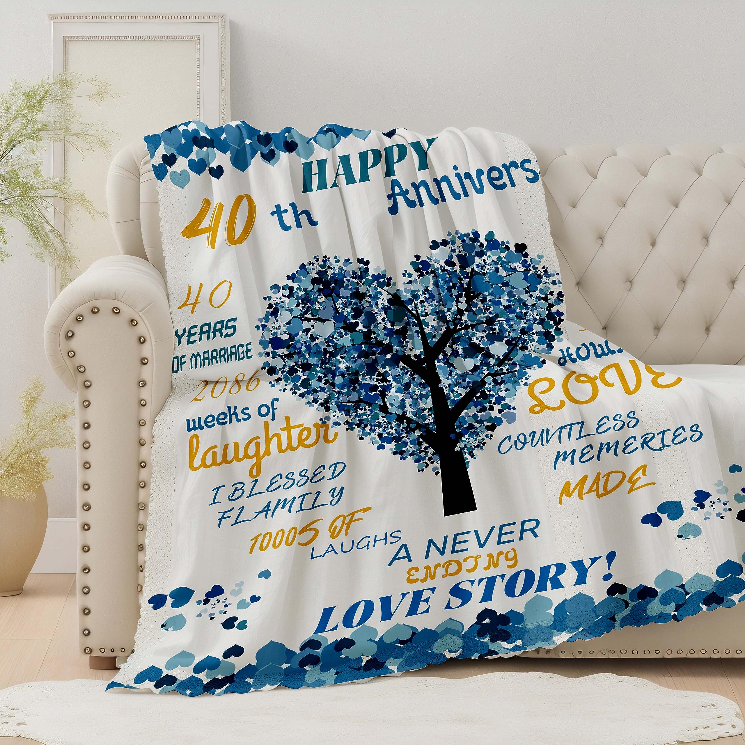 40th Anniversary Blanket Gifts for Him,40th Wedding Anniversary Romantic Gifts for Couple/Parents 40 year Anniversary Blanket for Him,Best 40th Anniversary Blanket for Husband (40th Anniversary)