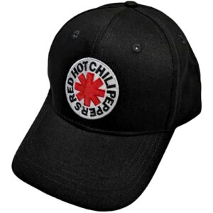 red hot chili peppers embroidered logo black colorway adjustable snapback hat