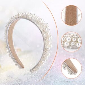 Yolev Faux Pearl Headbands Women's White Pearl Hairbands Bridal Hair Hoop Headpieces Wedding Hair Styling Accessories for Women and Girls