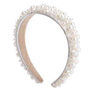 yolev faux pearl headbands women's white pearl hairbands bridal hair hoop headpieces wedding hair styling accessories for women and girls