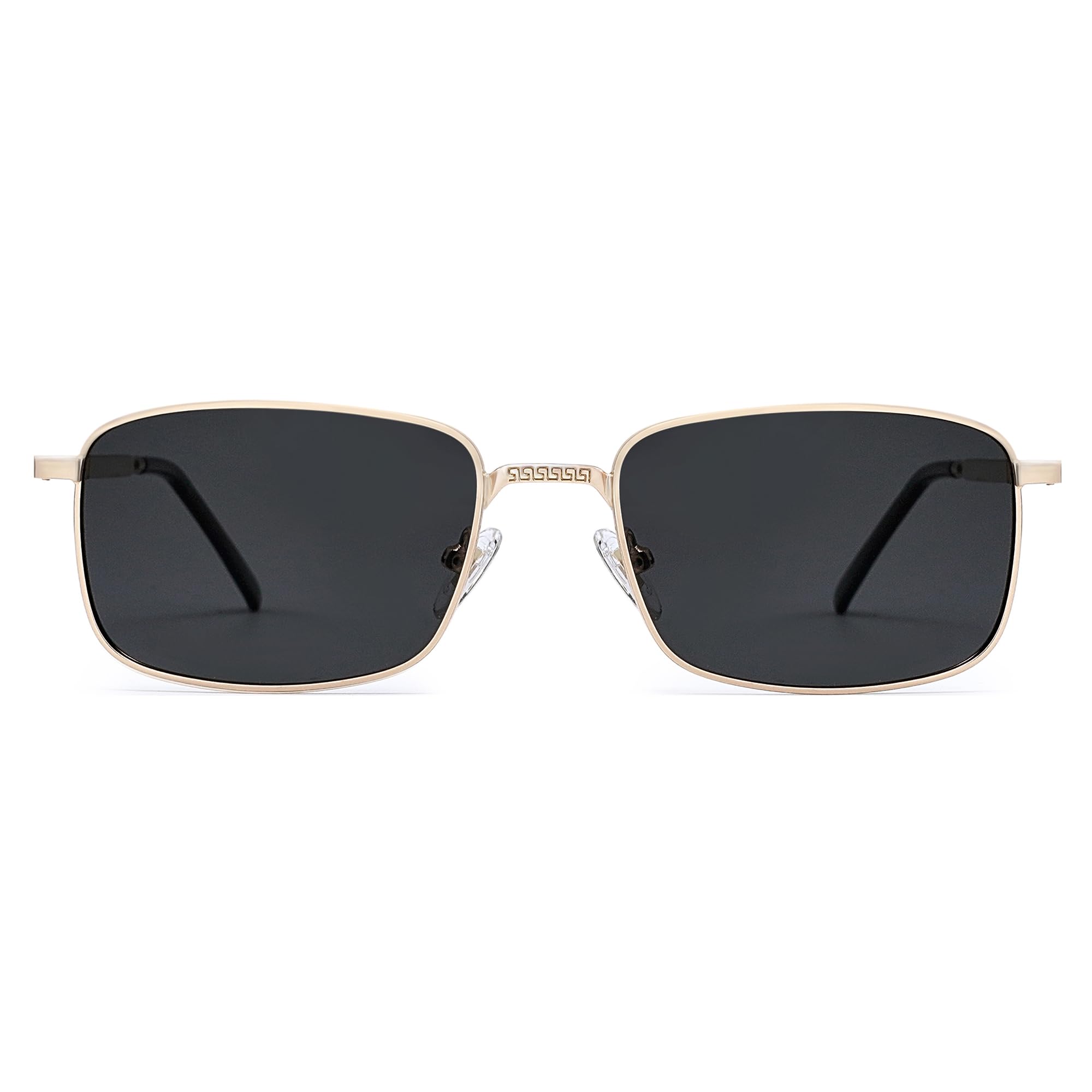 SOJOS Retro Vintage Rectangle Polarized Sunglasses Mens Womens Classic UV400 Metal Sunnies SJ1215, Gold/Black