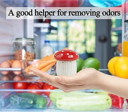 Mushroom Baking Soda Holder For Fridge Deodorizer Ceramic Baking Soda Fridge Holder Odor Absorber Container Smell Remover Cute Fridge Deodorizer Refrigerator Odor Eliminator(No Soda)