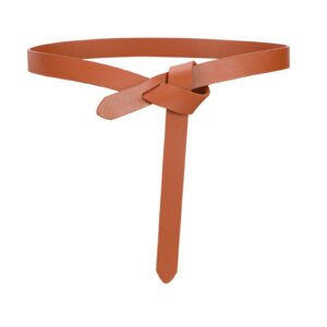 women fashion knot belt for dress, soft leather tie waist belt, women thin waist belt (brown)