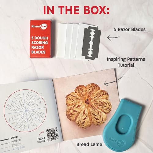 KNEADACE Extractable & Magnetic Bread Lame Dough Scoring Tool - Professional Sourdough scoring tool for Sourdough Bread baking & Bread Making Tools - Scoring Patterns booklet & 5 Razor Blades