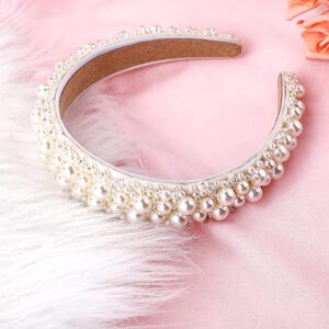 Yolev Faux Pearl Headbands Women's White Pearl Hairbands Bridal Hair Hoop Headpieces Wedding Hair Styling Accessories for Women and Girls