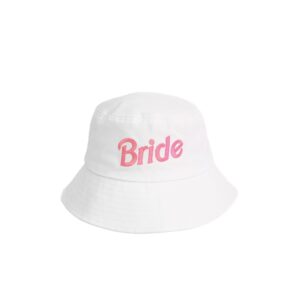 FESTA VIDA Lets Go Party Bucket Hat for Bridal and Bachelorette Parties; Cute Pool & Beach Hats for Brides & Bridesmaids (White)