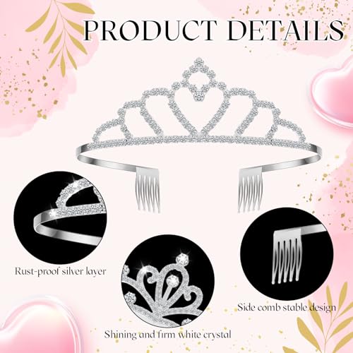 Riceshoot 50 Pcs Tiara Crowns Bulk for Women Crystal Princess Tiara Queen Rhinestone Crown with Comb Silver Bridal Wedding Headband for Women Prom Birthday Party Hair Accessory(Classic Style)