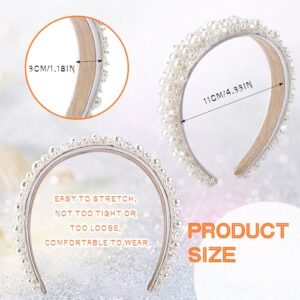 Yolev Faux Pearl Headbands Women's White Pearl Hairbands Bridal Hair Hoop Headpieces Wedding Hair Styling Accessories for Women and Girls