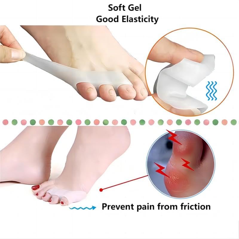 Carolhome Pinky Toe Separator 10 Pack Bunion Pads Gel Little Pinky Toe Protectors Sleeve Bunion Corrector for Pain Relief Tailor's Bunions, Curled Pinky Toes, Overlapping Toe (White)