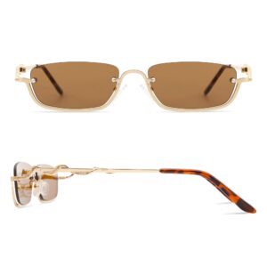 appassal y2k snake sunglasses for women men narrow rectangular y2k chic sunnies ap3649,gold/brown